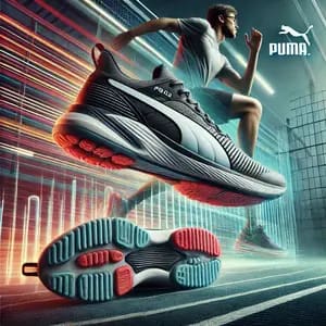 DALL·E 2024 11 28 21.32.31 A dynamic image showcasing the Puma MB.03 sneakers, emphasizing their advanced cushioning technology. The sneakers are sleek and modern, with a multi