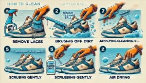 DALL·E 2024 11 30 05.34.01 A step by step guide on how to clean LaMelo Ball shoes. The image shows a pair of LaMelo Ball sneakers being cleaned, with detailed illustrations of t DALL·E 2024 11 30 05.34.01 A step by step guide on how to clean LaMelo Ball shoes. The image shows a pair of LaMelo Ball sneakers being cleaned, with detailed illustrations of t